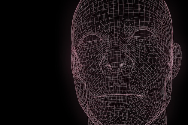 holographic image of a person's face. modern technologies.