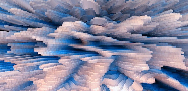 Horizontal vivid blue business extrude cube abstraction background backdrop