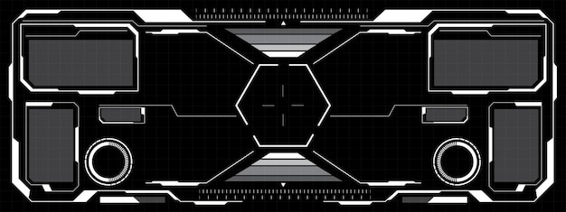 HUD scifi interface view white circular geometric design futuristic technology display on black