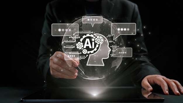 Human interact with AI artificial intelligence brain process generative AI UUID