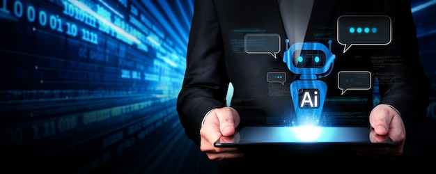 Human interact with ai artificial intelligence virtual assistant faas
