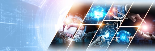 Human interact with ai artificial intelligence virtual assistant nlp robot