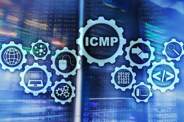 ICMP Internet Control Message Protocol Network concept Server room on background