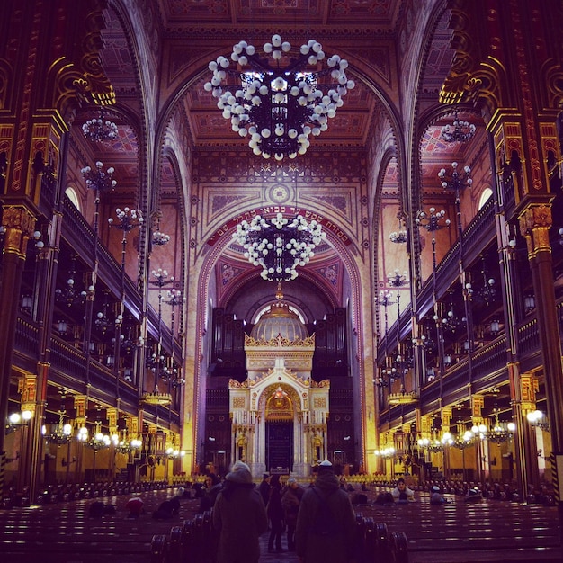 Illuminated temple at night