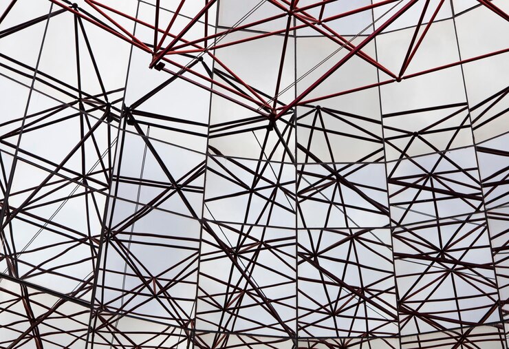 Kuva image shows an abstract celling metal construction on blue sky background