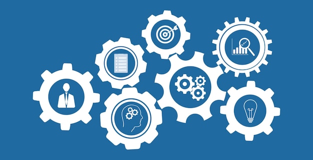 In gears icons mechanism business