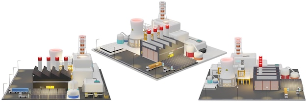 Industrial plant with solar panels EVcharging electrical factory solar energy isolated clipping path