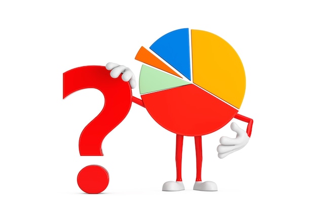 info graphics business pie chart character person with red question mark sign 3d rendering