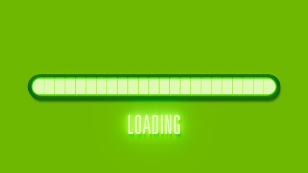 information loading bar on green background total light charge level 3d rendering