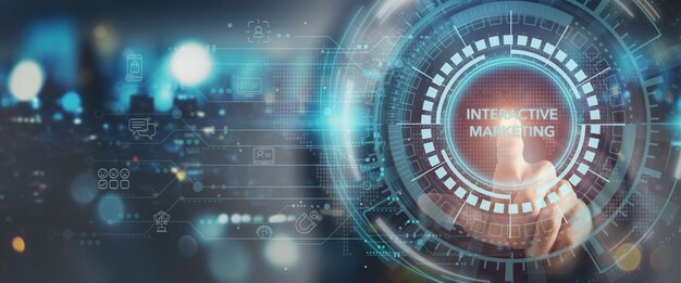 Interactive marketing concept Customer engagement strategy through digital channels to create a personalized and twoway communication Increasing brand awareness customer engagement drive sales
