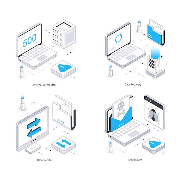 Internet Technology vector Isometric Illustration Eps 10 File Set 2