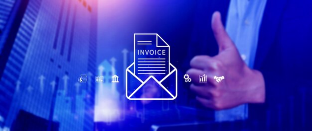 Invoice and online digital statements concept Financial report and bank management with online payment concept Einvoice invoice