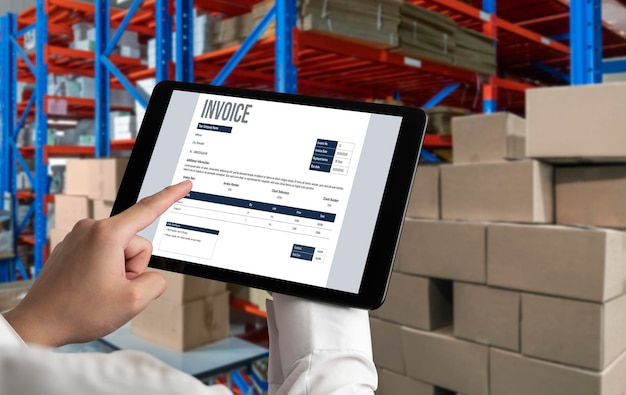 invoice on computer screen from accounting application snugly