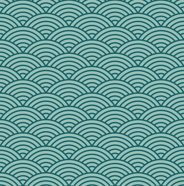 Japanese style seamless pattern Wave concept pattern background Emerald green pattern Vector