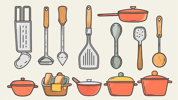 Kitchen utensils Vector illustration in flat design style