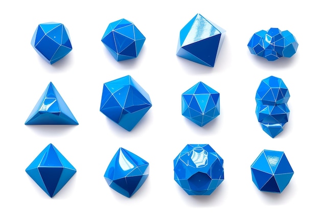 Kokoelma erilaisia spiraaleja 3d-renderöidä monivärisiä geometrisiä objekteja