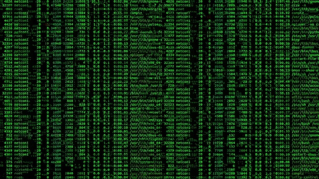 Koodi ja data tietokoneen näytöllä
