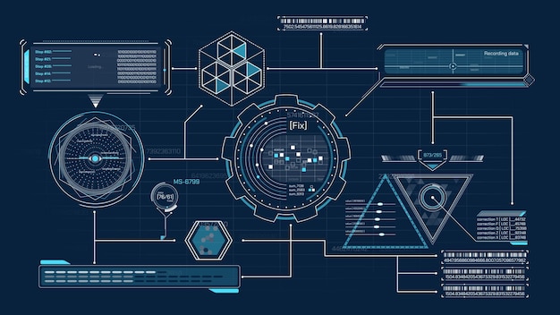 Korkean teknologian käyttöliittymädesign data processing -animaatiolla