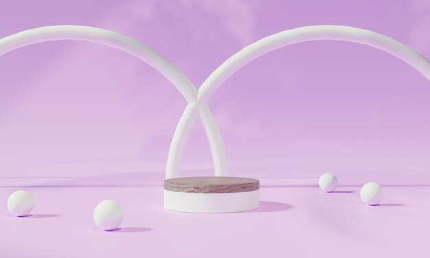 Korokelava värikkäällä taustalla, jalusta tai koroke mainosesittelyssä tyhjillä taustoilla, 3d-renderöidä