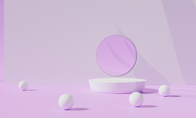Korokelava värikkäällä taustalla, jalusta tai koroke mainosesittelyssä tyhjillä taustoilla, 3d-renderöidä