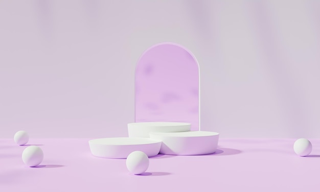 Korokelava värikkäällä taustalla, jalusta tai koroke mainosesittelyssä tyhjillä taustoilla, 3d-renderöidä