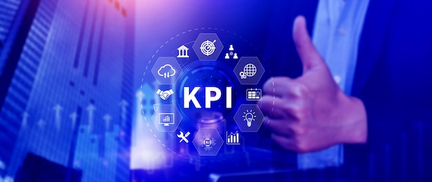 KPI Key Performance Indicator concept Management data System KPI connected database follow earnings operations and sales data Financial business data analytics graph dashboard