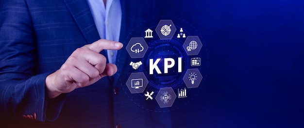 KPI Key Performance Indicator concept Management data System KPI connected database follow earnings operations and sales data Financial business data analytics graph dashboard