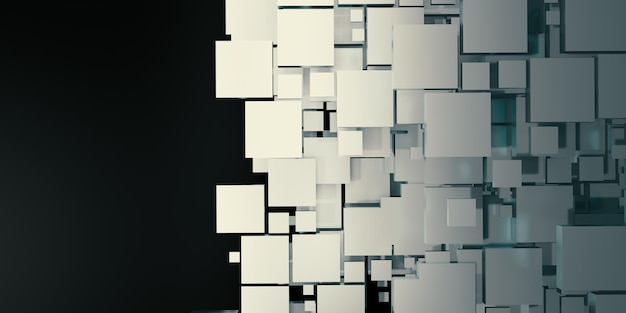 Kultainen kuutiotausta. Abstrakti geometrinen kullanhohtoinen heijastus, 3D-kuvitus