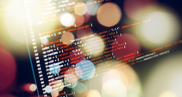 Laptop Display Closeup Photo Information technology website coding standards for web design Programmer developer screen