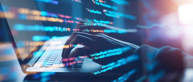 Laptop typists tech background