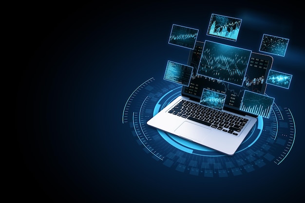 Laptop with creative stock chart