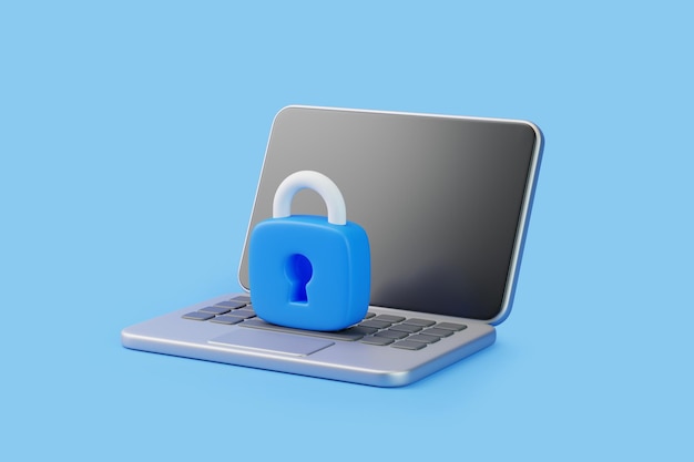 Laptop with Padlock Symbolizing Online Security