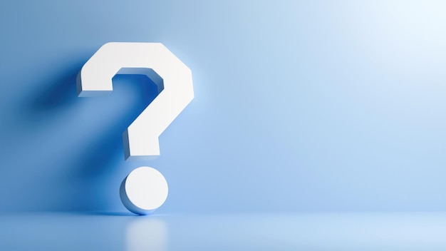 Large 3D Question Mark Light and Shadow Problem Question Concept with Copy Space 3D render