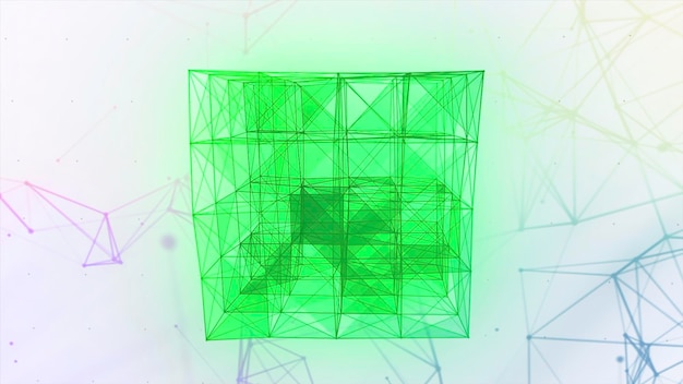 light bright background motion a large rectangle made of thin lines in animation shimmers with
