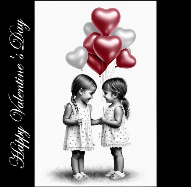 Little kids are celebrating Happy Valentines Day