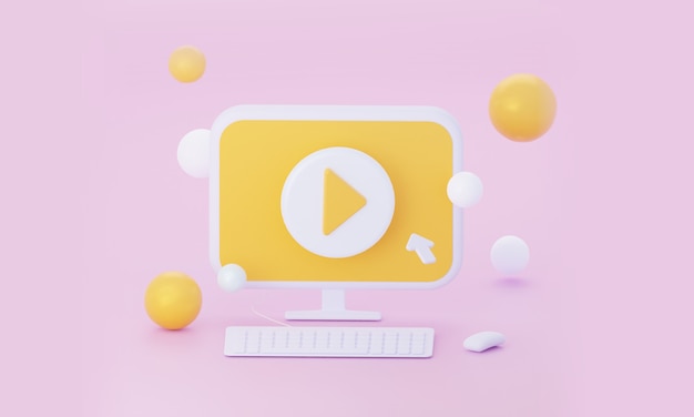 live video streaming on computer. 3d rendering