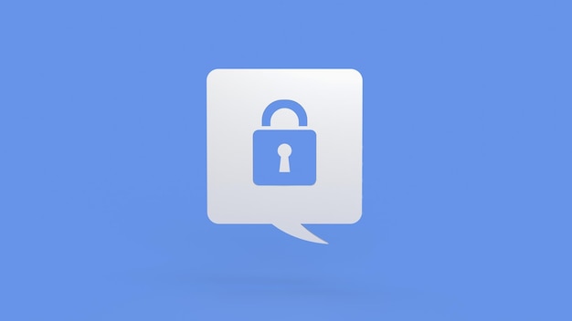 Lock icon for security concept 3d rendering
