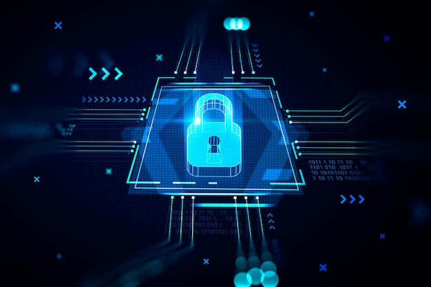 lock security data technology protection concept illustration 3d rendering