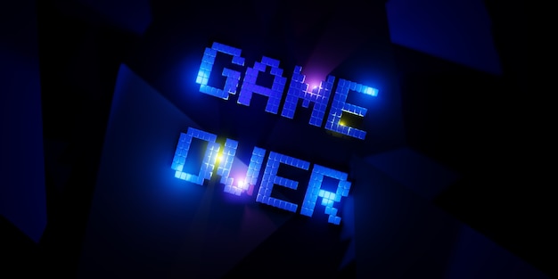 Logo Game Over Neon Laser Color Alphabet Glow Effect Hauska ja iloinen 3D-kuvitus