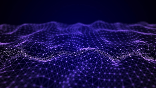 Lomittuvien pisteiden ja viivojen aalto Abstrakti tausta Teknologinen tyyli sciense3d-renderöinnille