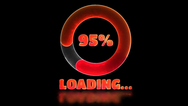Looping neon light effect loading icon black background