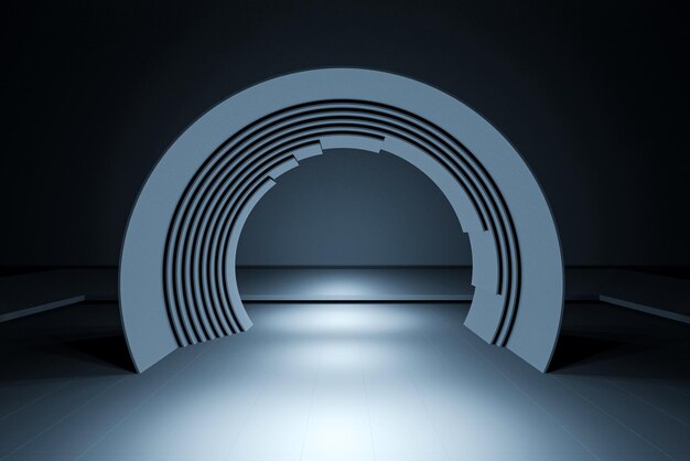 Luxury parametric abstract architectural minimalistic with grid line background 3d render