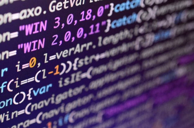 macro shot of the command line on the monitor of the office computer