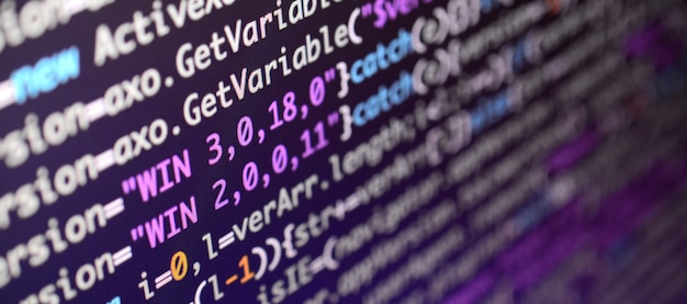 macro shot of the command line on the monitor of the office computer. 