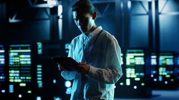 Man strolling through data center