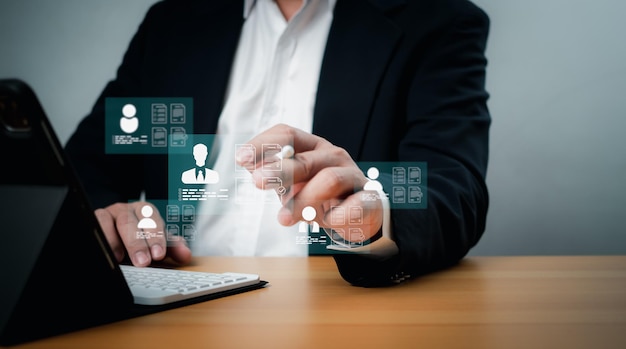 Management recruitment employment headhunting concept Human resources Human resource management concept Recruitment management business concept Relationship management with global structure
