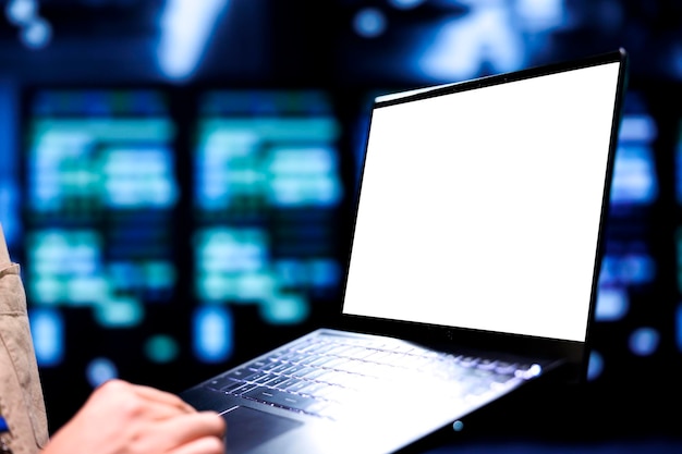 manager overseeing crypto mining infrastructure solving complex computing operations. experienced professional in server room hosting blockchain technology high volume real time transactions