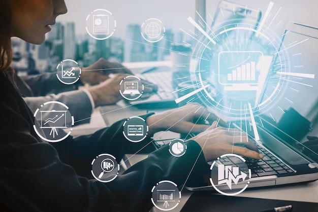 Marketing of digital technology business concept uds