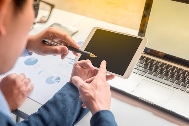 Men using tablet in the office