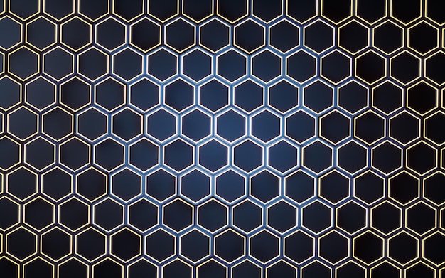 metallic hexagon material background 3d rendering